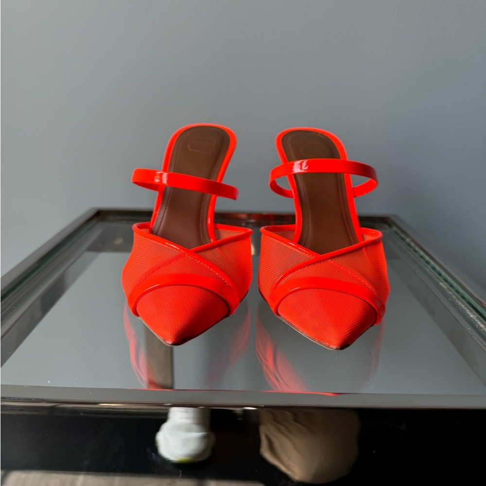 Malone Souliers Red Pointed-Toe Slingback Heels